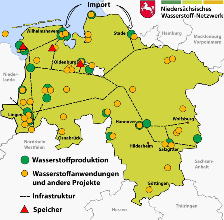 Wasserstoffstandorte Niedersachsen
